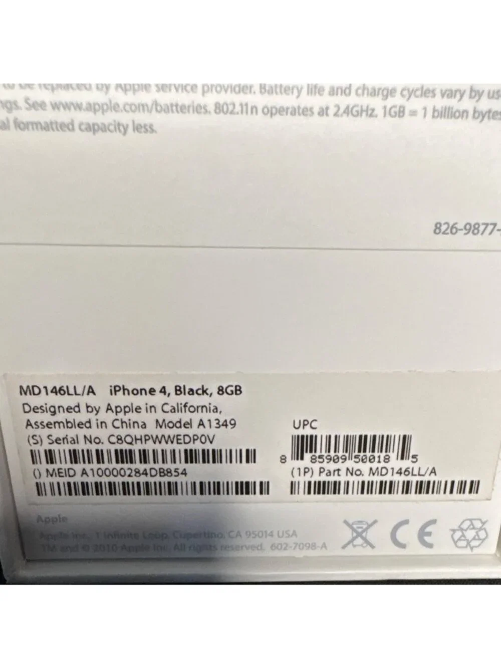 Apple iPhone 4 8GB Empty Box Only Original - Black Model A1349 Empty Box Only